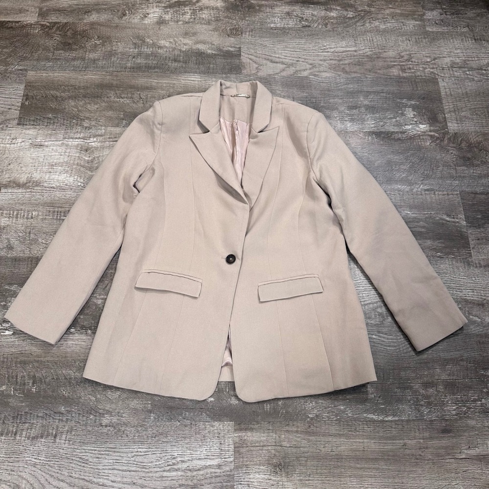 House of CB London Marta Beige Single Button Blazer Jacket Tan Size L RN150550